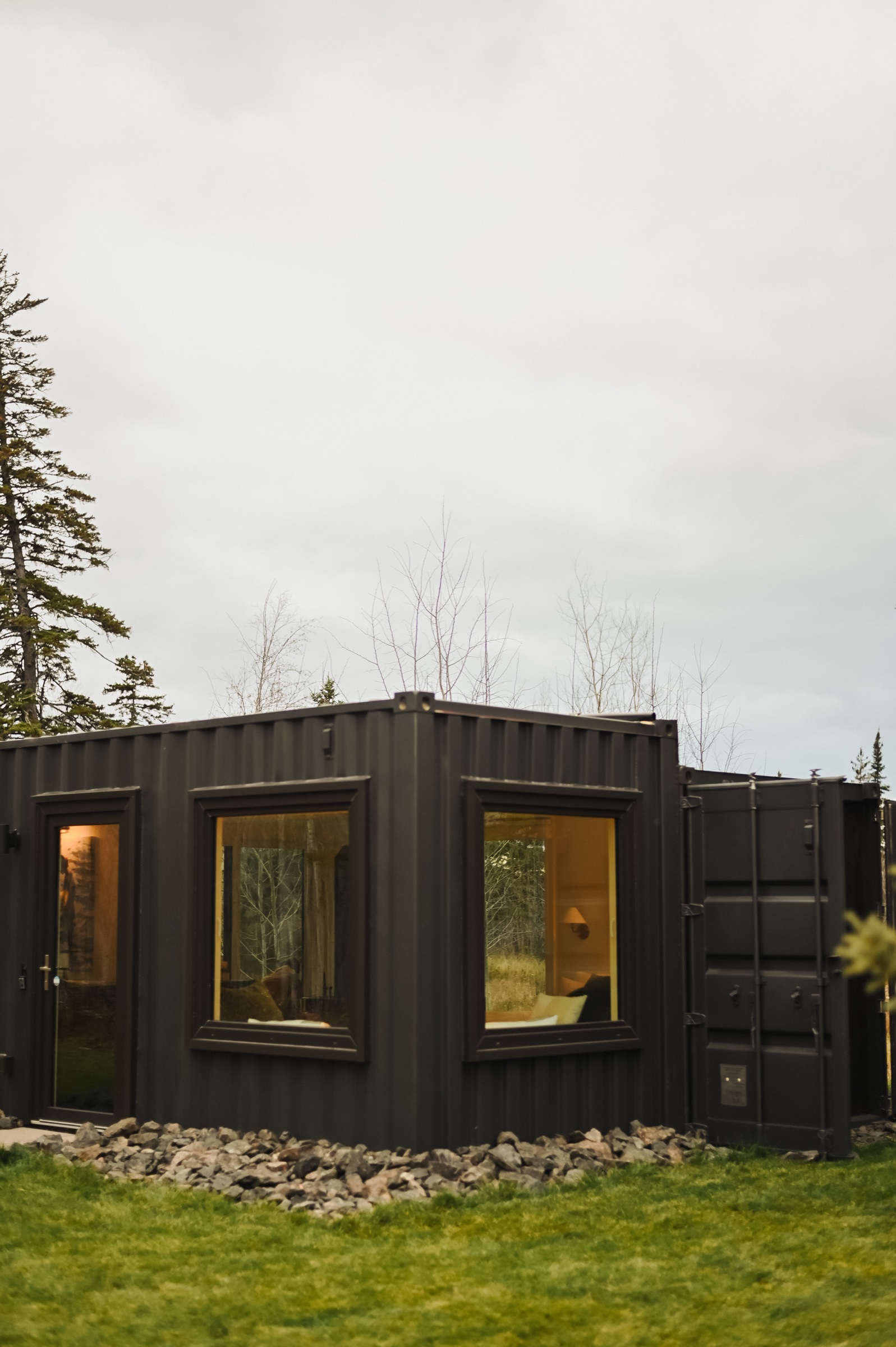 Sölveig Stay full exterior view showing converted shipping container design